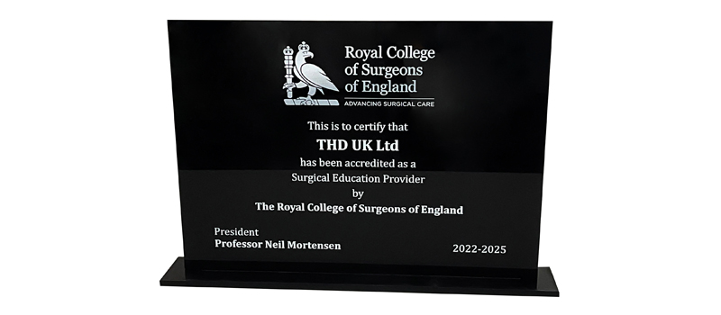 THD UK Ltd accredited as a Surgical Education Provider.